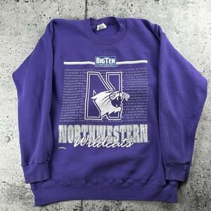 Vintage Northwestern Crewneck Purple Nutmeg Size XL Made In USA Big Ten